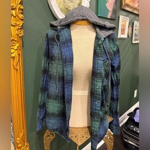 Flannel Pullover with Hood